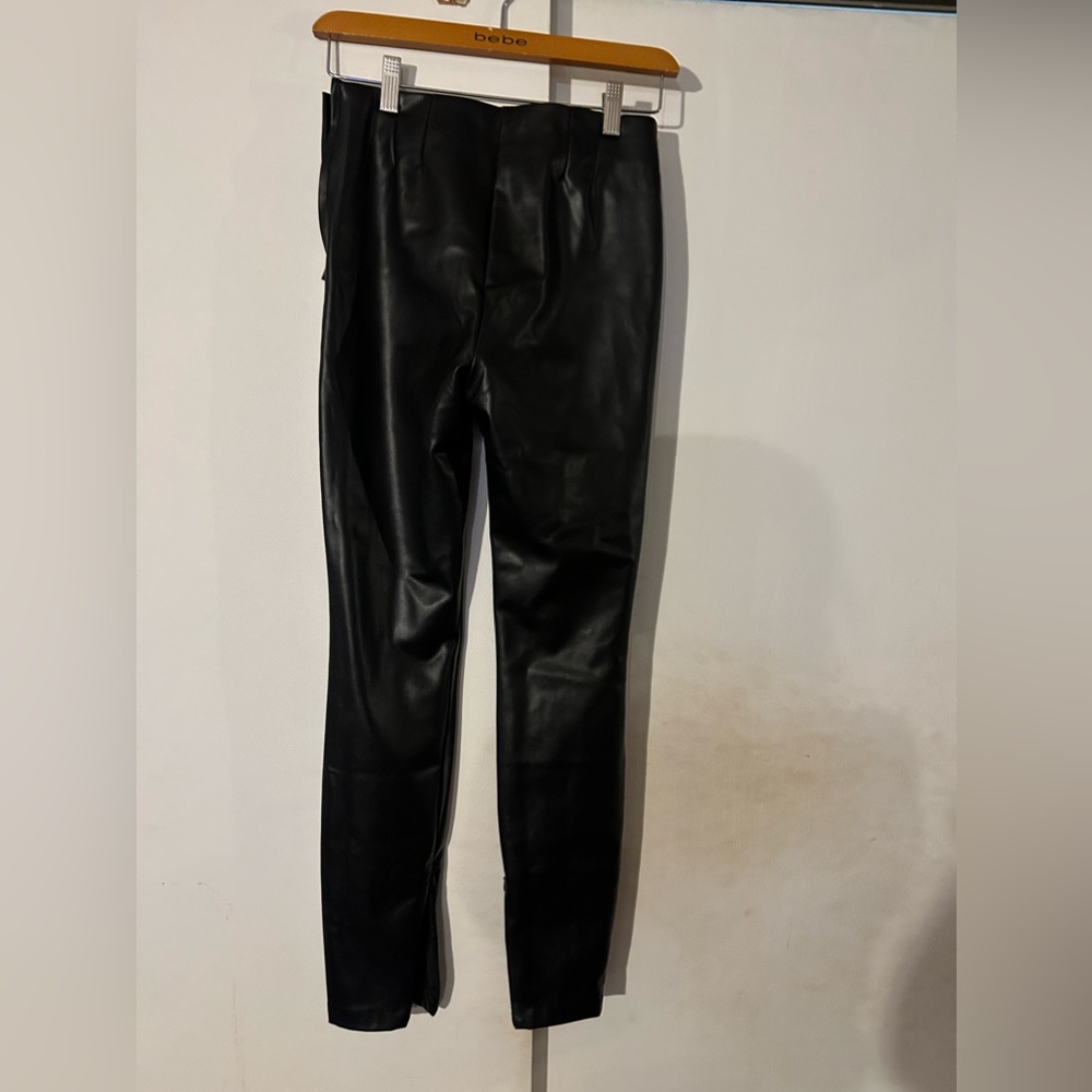 Zara black faux leather ankle pants size XS